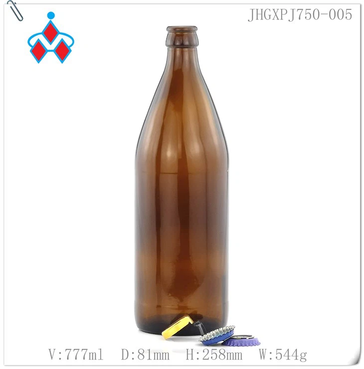 Amber bjórglerflaska 750ml
